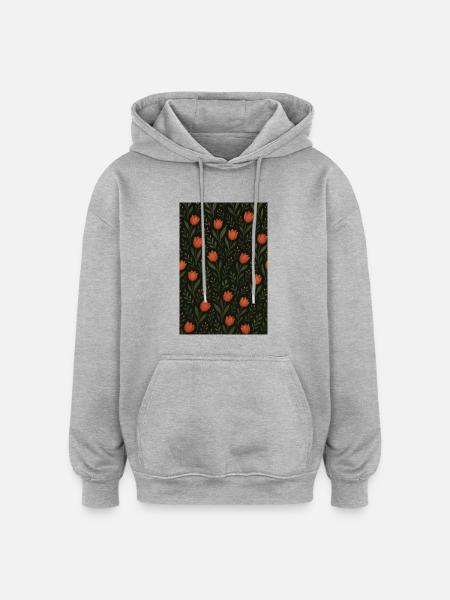 Tulip Pattern - Oversized Unisex Hoodie - heather grey