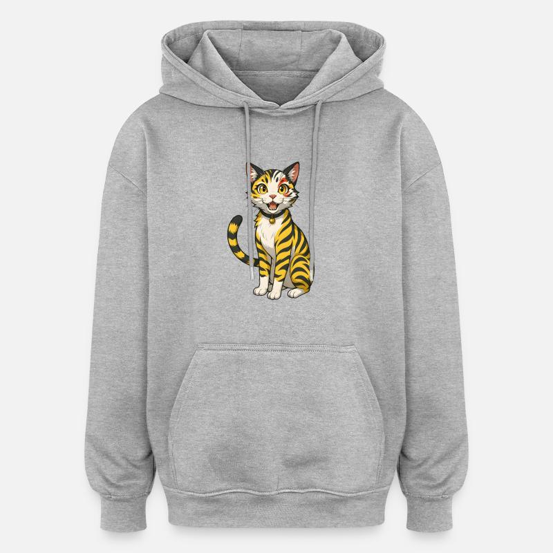 Chat Knuffy - Sweat à capuche oversize unisexe - gris chiné
