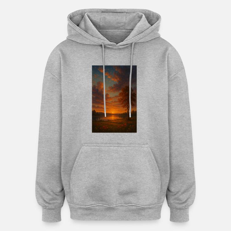 Coucher de soleil - Sweat à capuche oversize unisexe - gris chiné