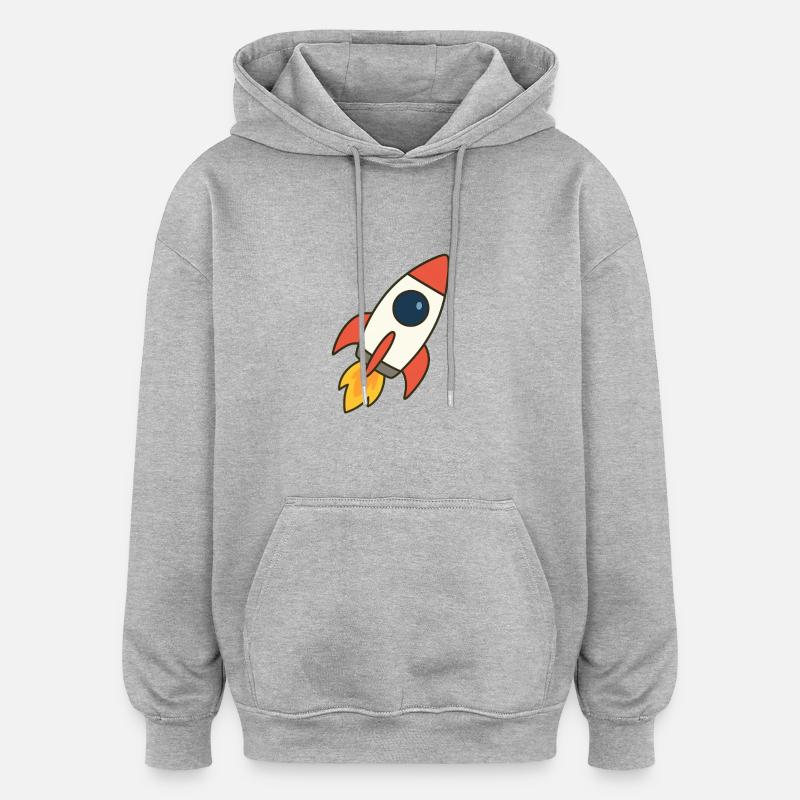 fusée volante - Sweat à capuche oversize unisexe - gris chiné