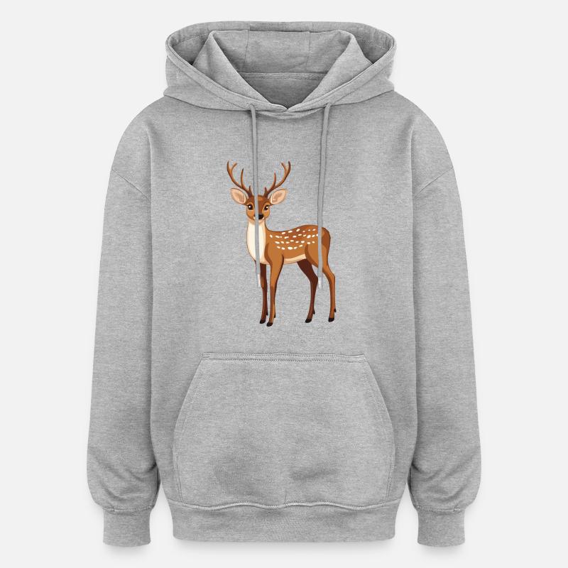 stolzer Hirsch - Oversized Unisex Hoodie - Grau meliert