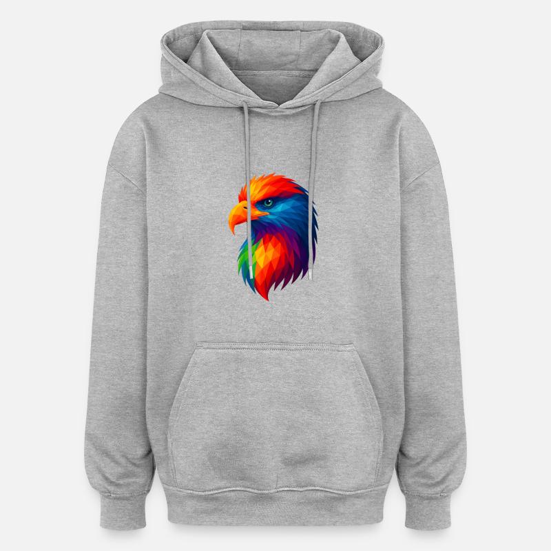 WPAP Polygon Style Animals - Eagle - Oversized Unisex Hoodie - heather grey