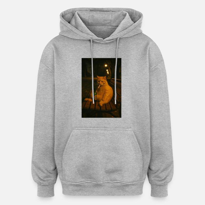 « Équipe de nuit au Katzenviertel » - Sweat à capuche oversize unisexe - gris chiné