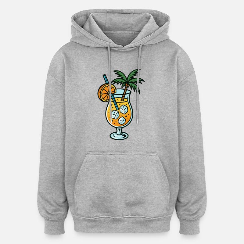 Cocktail 2 - Sweat à capuche oversize unisexe - gris chiné