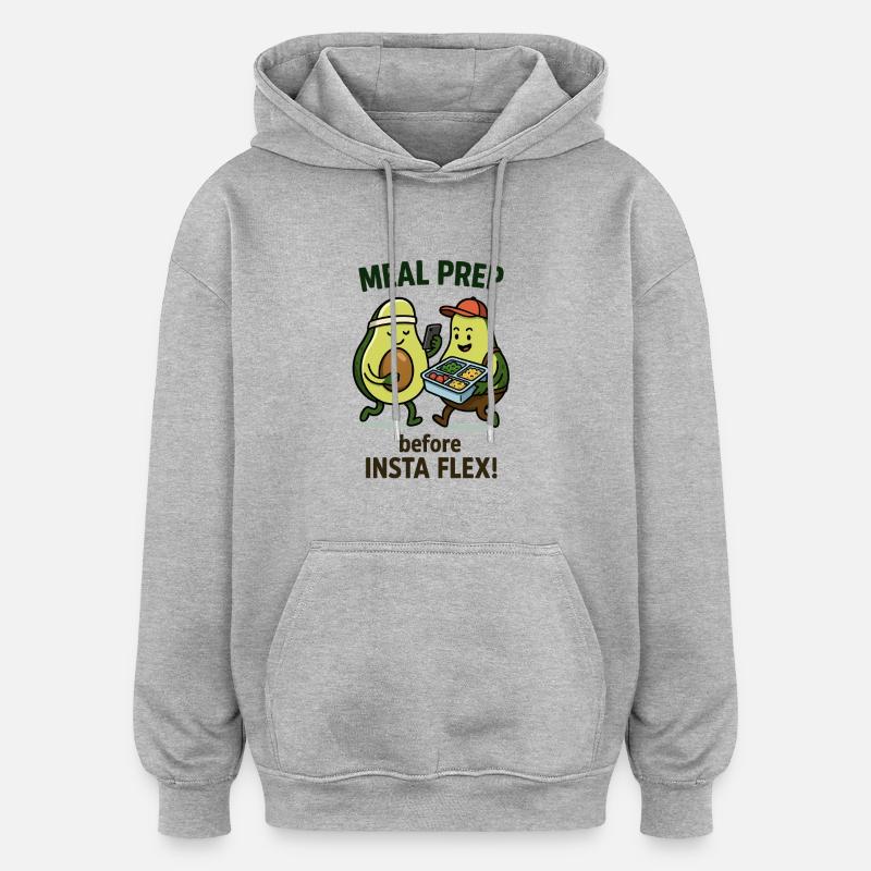 Préparation de repas Avocat - Sweat à capuche oversize unisexe - gris chiné