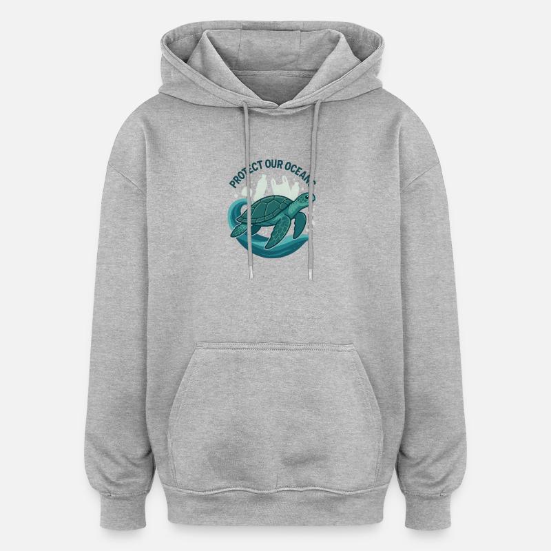 Protégeons nos océans - Sweat à capuche oversize unisexe - gris chiné