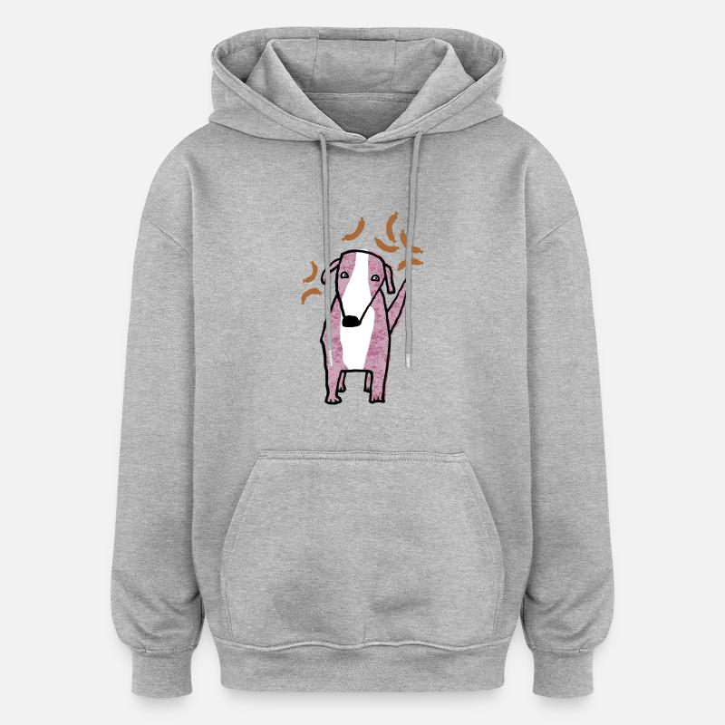 chien - Sweat à capuche oversize unisexe - gris chiné