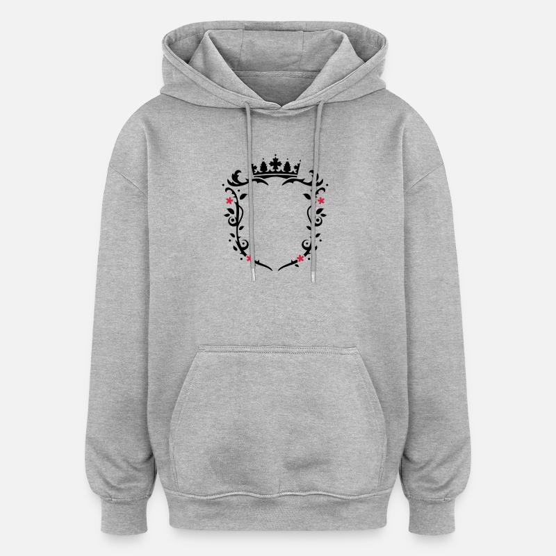 blomsterarter emblem med krone - Oversize unisex hoodie - grå meleret