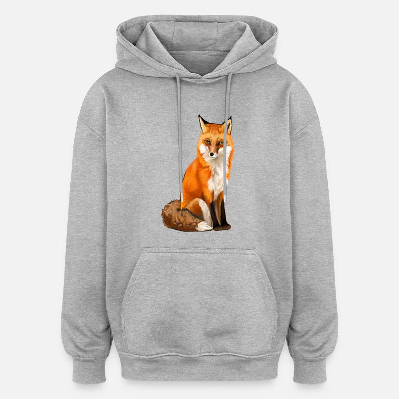 fox - Oversized Unisex Hoodie - heather grey