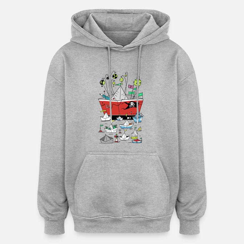 Schiffe - Oversized Unisex Hoodie - Grau meliert