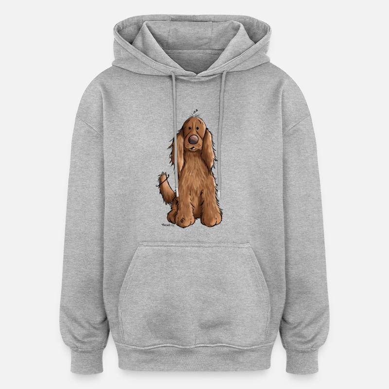 Cocker spaniel anglais - Sweat à capuche oversize unisexe - gris chiné