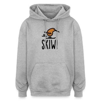 Skiwi Kiwi Vogel Neuseeland Skifahren cartoon - Oversized Unisex Hoodie - Grau meliert - Vorne - Noah (186cm)