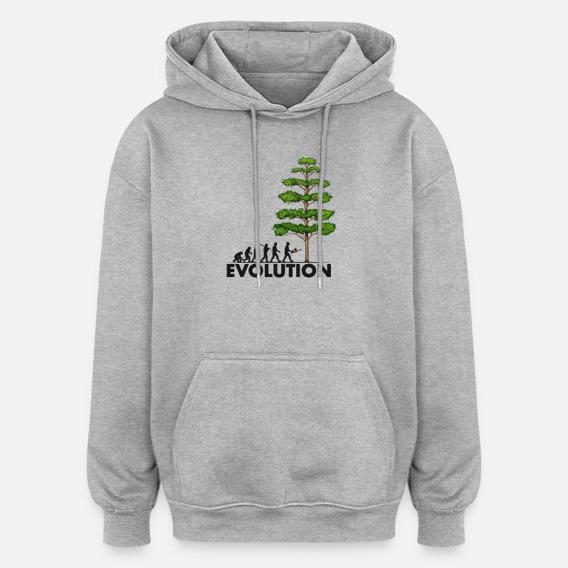 Chainsaw Evolution Gray Big Tree - Oversized Unisex Hoodie - heather grey