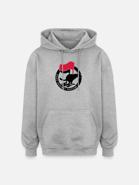 "Hunde mod fascisme" for Antifa Hundeejere - Oversize unisex hoodie - grå meleret