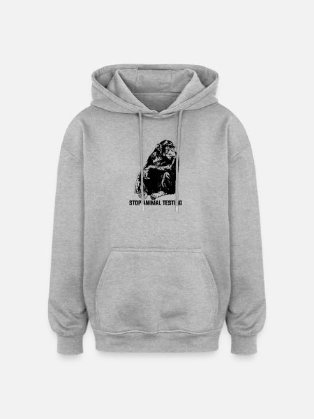 Stop Animal Testing Stoppe l’expérimentation animale - Sweat à capuche oversize unisexe - gris chiné