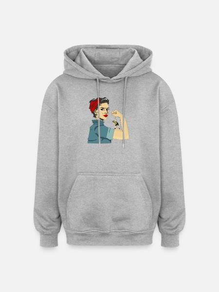 STARKE FRAUEN - Oversized Unisex Hoodie - Grau meliert