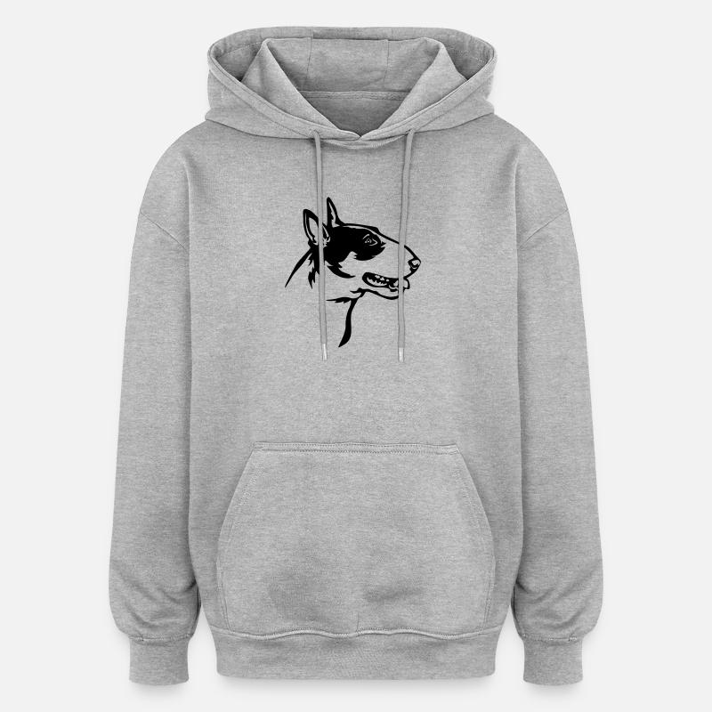 Tête de Bull Terrier - Sweat à capuche oversize unisexe - gris chiné