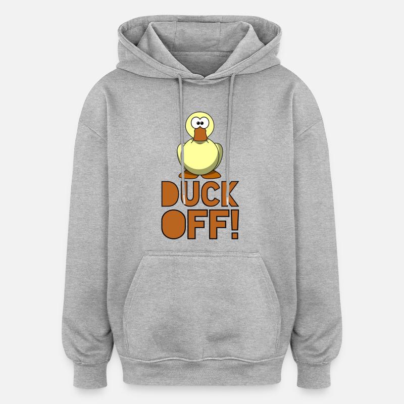 Esquivez-vous! Pourrissez avec du canard! # - Sweat à capuche oversize unisexe - gris chiné