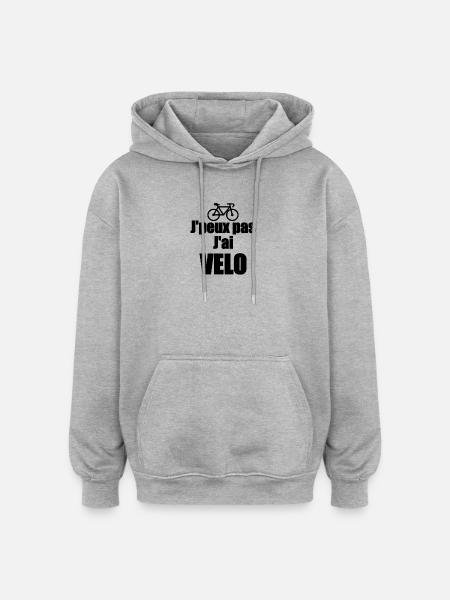J'peux pas j'ai velo - Sweat à capuche oversize unisexe - gris chiné