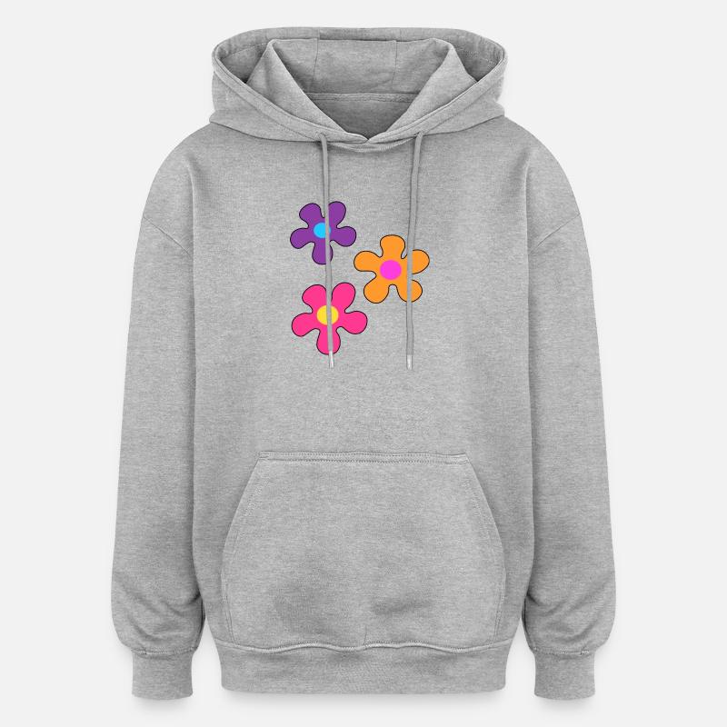 Hippie-Blumen - Oversized Unisex Hoodie - Grau meliert
