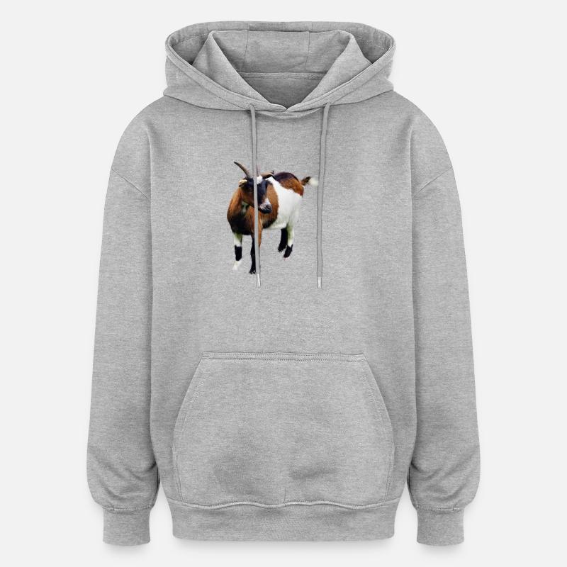 Chèvre - Sweat à capuche oversize unisexe - gris chiné