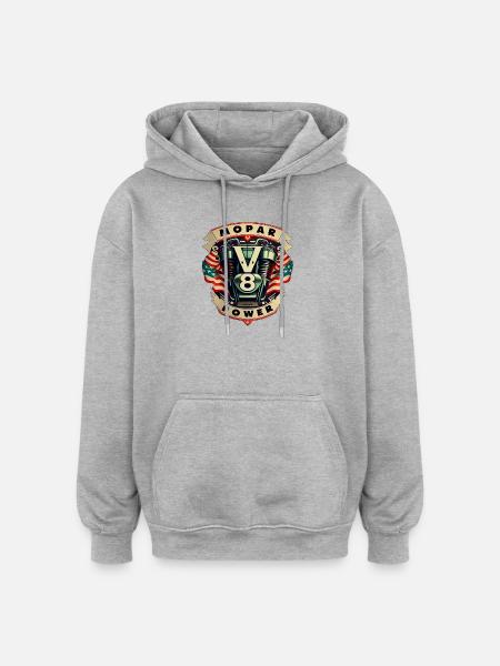 Mopar Power V8 Muscle Car USA Engine Logo - Oversized Unisex Hoodie - heather grey