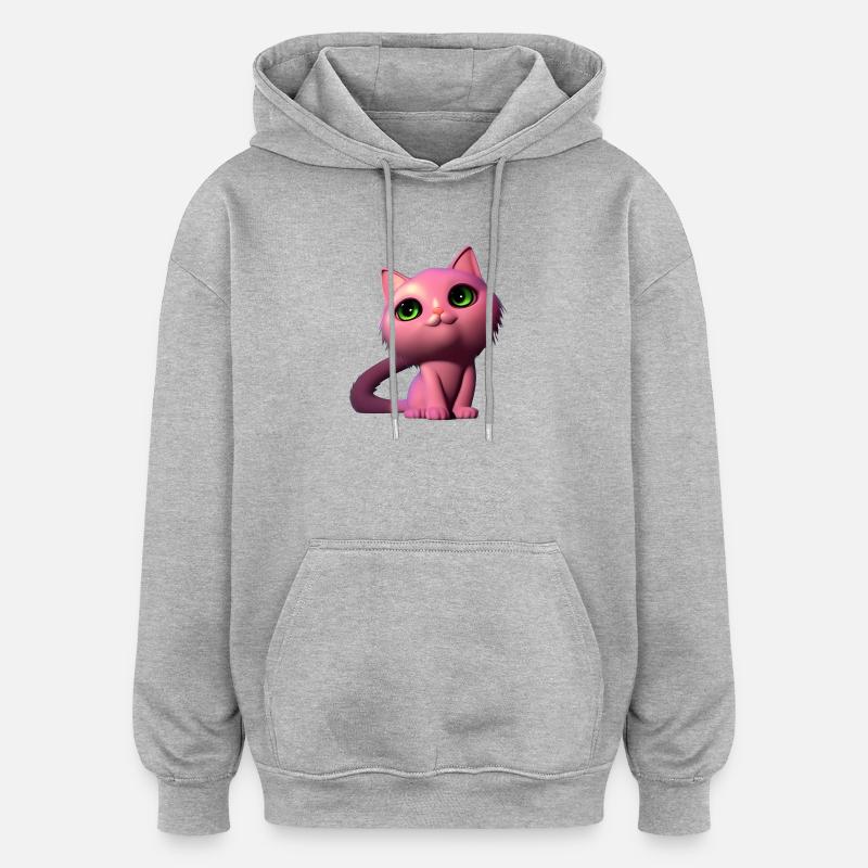 Chat rose sans chat - Sweat à capuche oversize unisexe - gris chiné