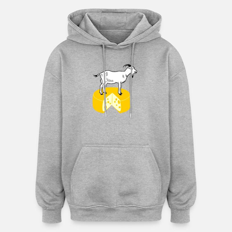 Blanc de chèvre sur fromage - Sweat à capuche oversize unisexe - gris chiné