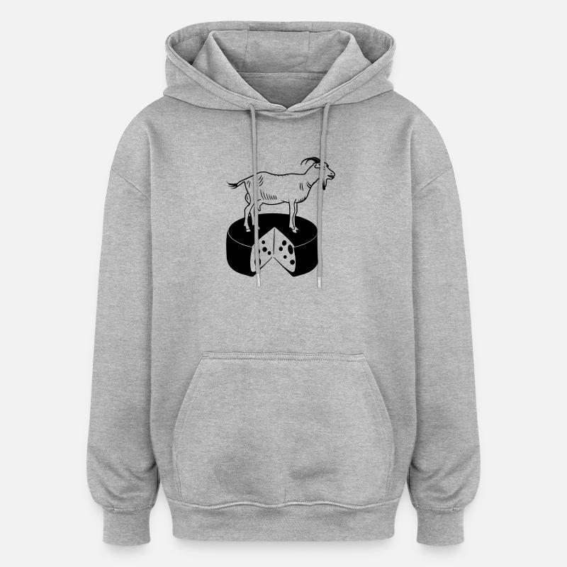 Chèvre sur fromage - Sweat à capuche oversize unisexe - gris chiné