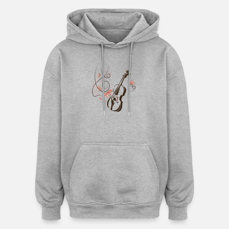 Musicien de violon Blumenranke - Sweat à capuche oversize unisexe - gris chiné
