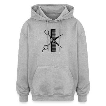 Peigne à ciseaux - Sweat à capuche oversize unisexe - gris chiné - Devant - Noah (186cm)