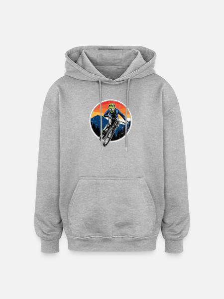 Sunset Trail Mountain Biker - Oversized Unisex Hoodie - heather grey