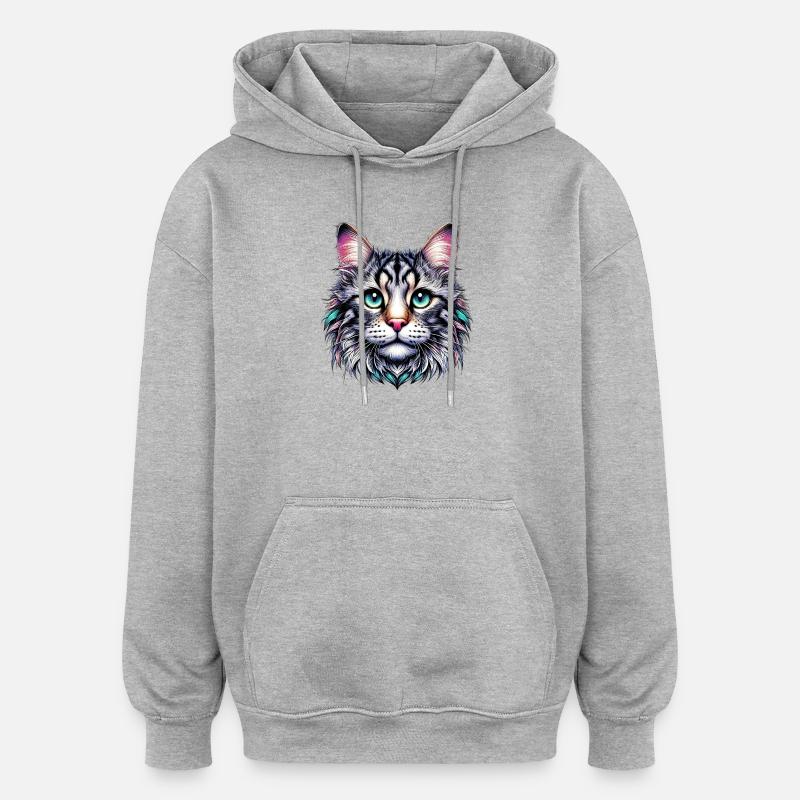 Katze - Oversized Unisex Hoodie - Grau meliert