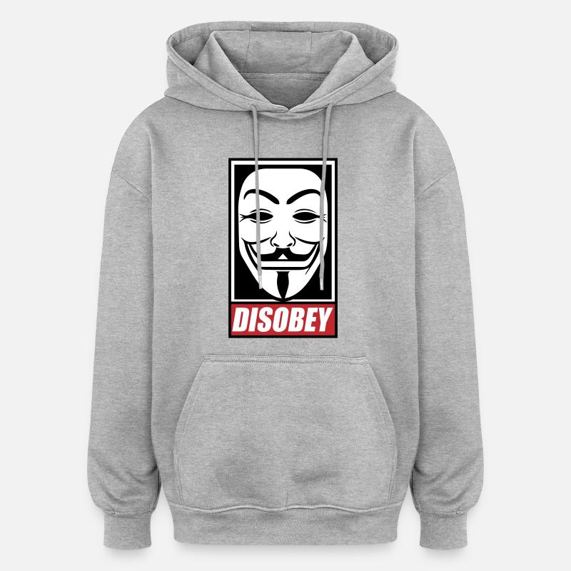 Désobéir Couleurs modifiables - Sweat à capuche oversize unisexe - gris chiné