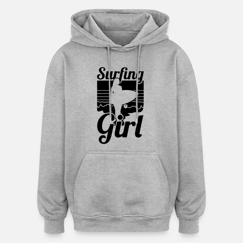 Fille surfeuse - Sweat à capuche oversize unisexe - gris chiné