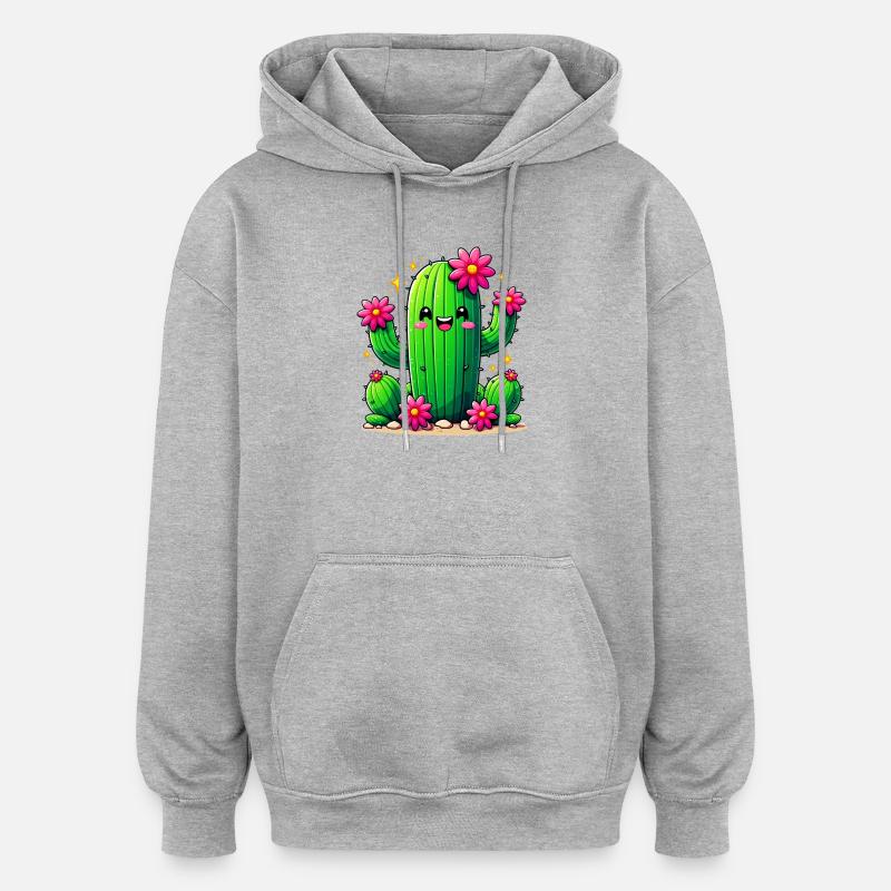 Cactus - Sweat à capuche oversize unisexe - gris chiné