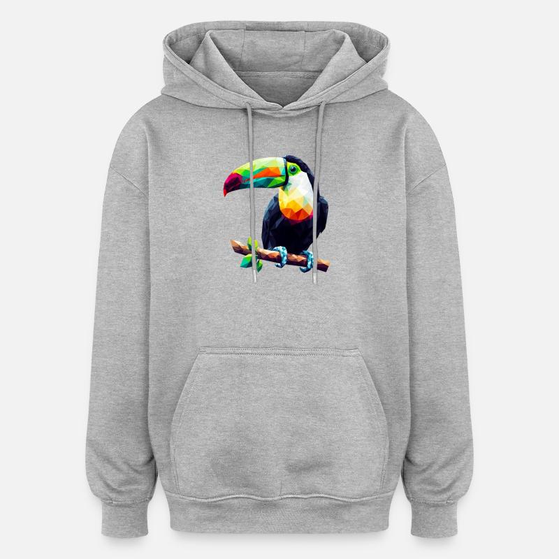 Polygonaler Tukan - Oversized Unisex Hoodie - Grau meliert
