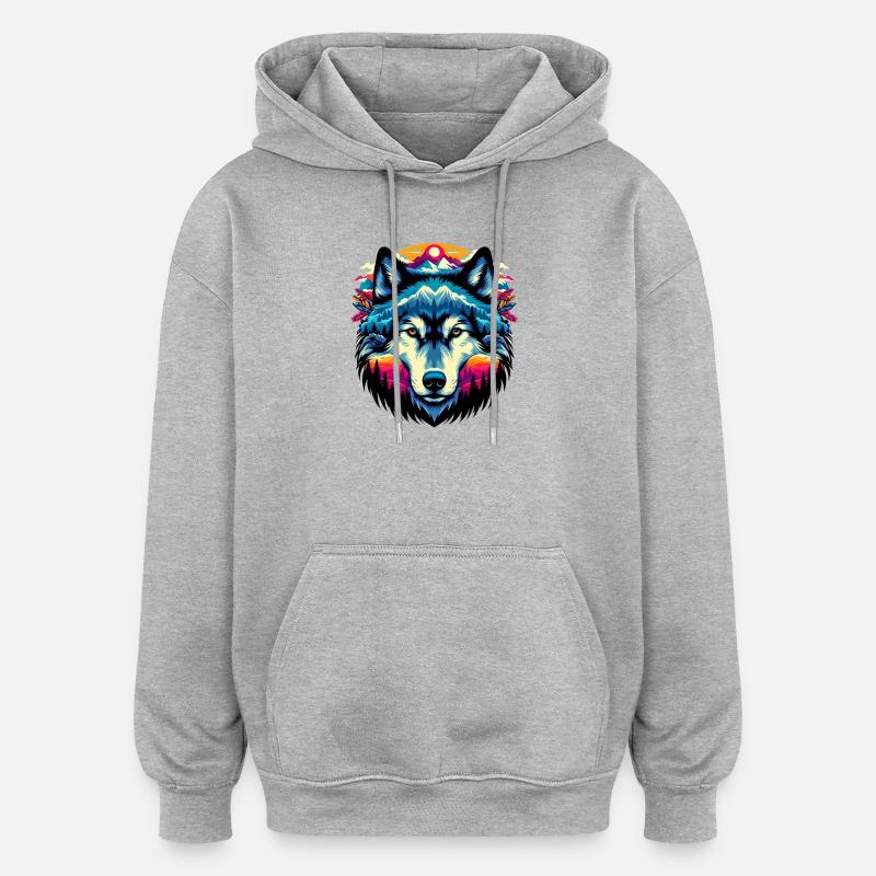Wolf - Oversized Unisex Hoodie - heather grey