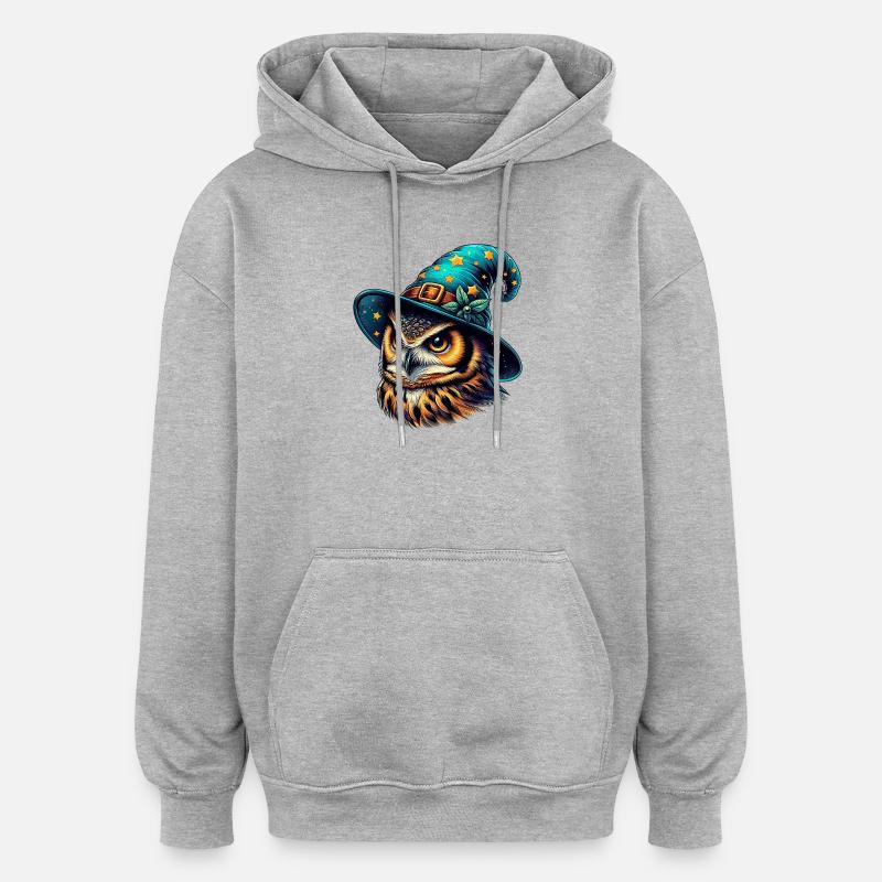 Zauberer Eule - Oversized Unisex Hoodie - Grau meliert