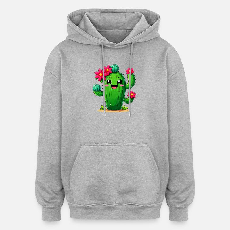Cactus - Sweat à capuche oversize unisexe - gris chiné
