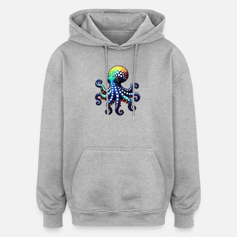 Krake - Oversized Unisex Hoodie - Grau meliert