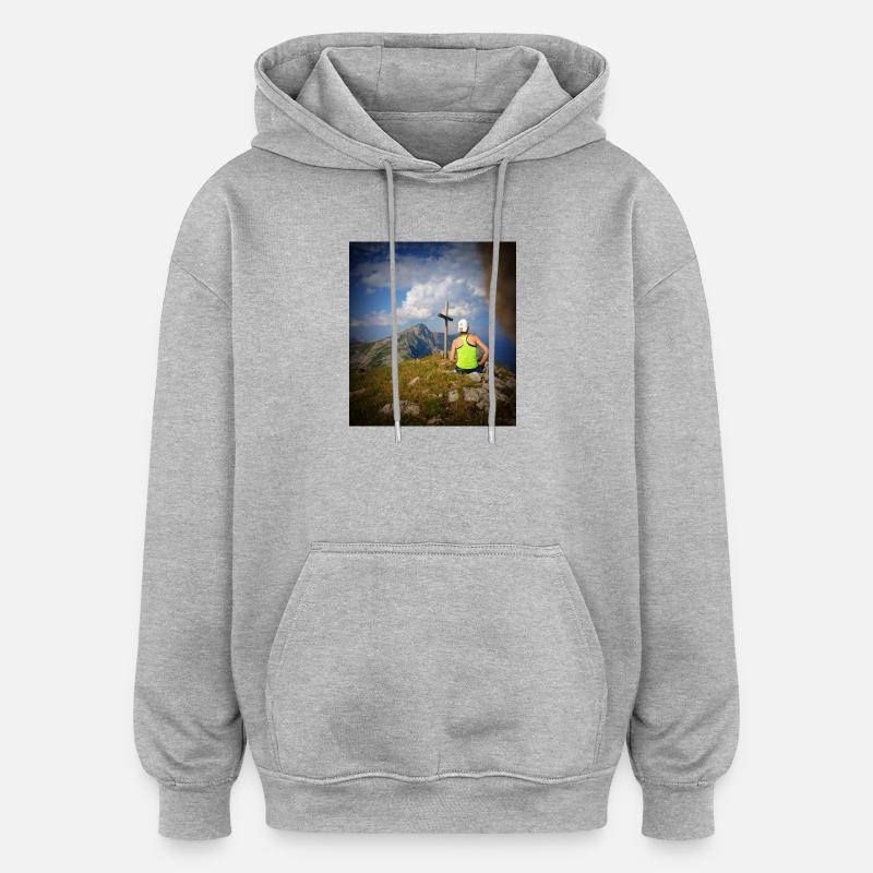 Au Sommet ! - Sweat à capuche oversize unisexe - gris chiné