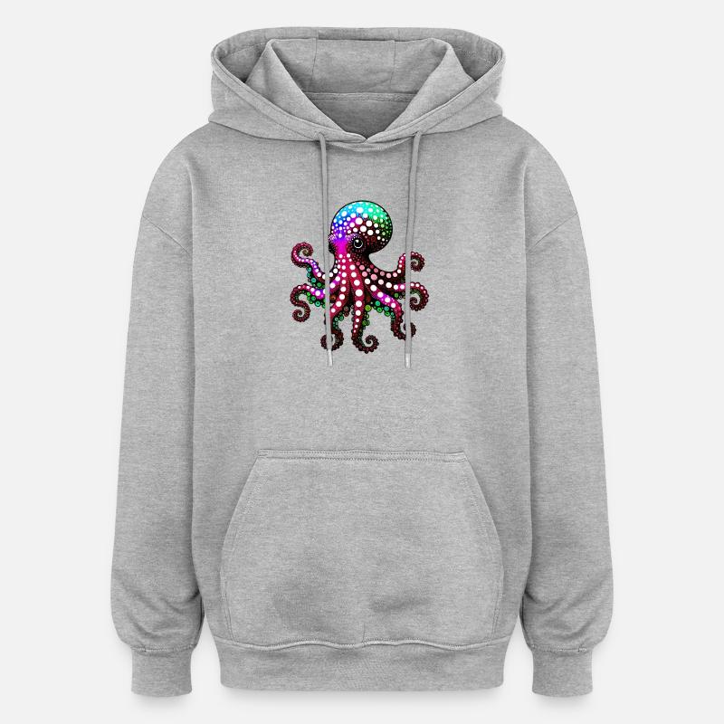 Pieuvre - Sweat à capuche oversize unisexe - gris chiné