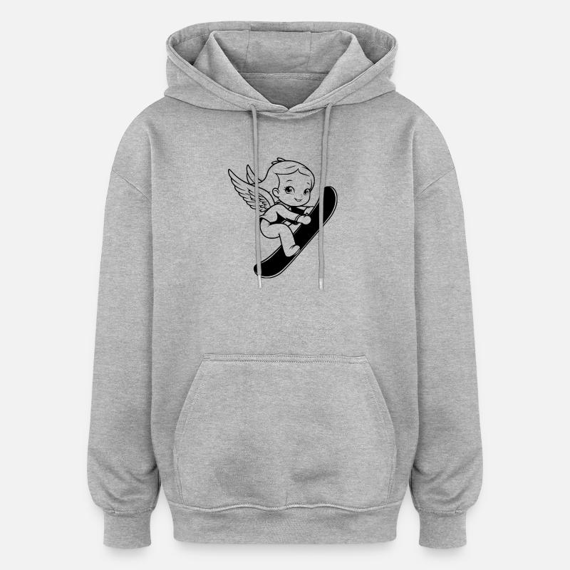 Snowboard Engel - Oversized Unisex Hoodie - Grau meliert