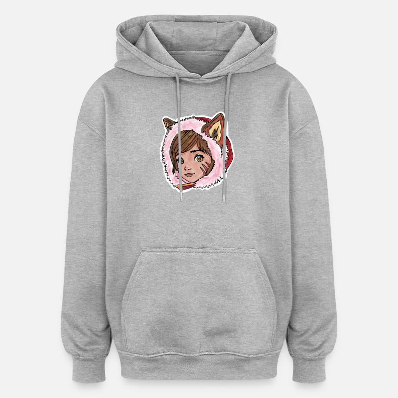 Rotkäppchen als kleiner Wolf - Oversized Unisex Hoodie - Grau meliert