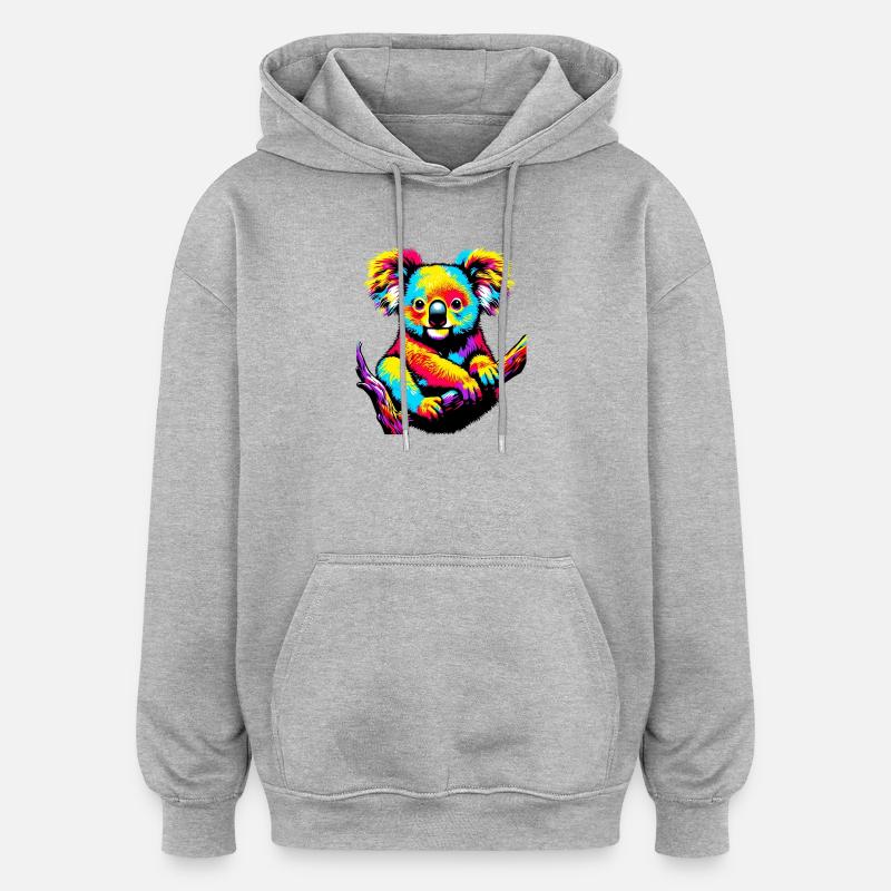 Koala - Sweat à capuche oversize unisexe - gris chiné