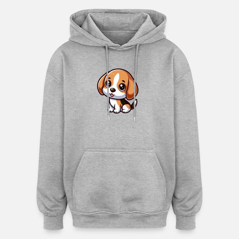 Chibi Beagle Dog - Oversized Unisex Hoodie - heather grey