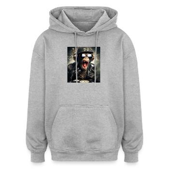 DJ Monkey - Oversized Unisex Hoodie - heather grey - Front - Noah (186cm)