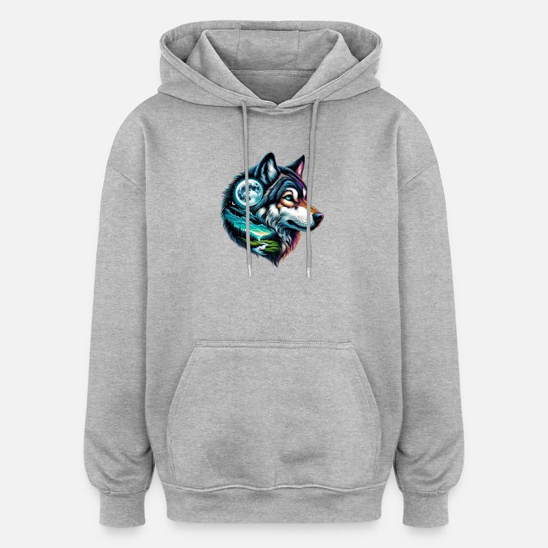 Loup - Sweat à capuche oversize unisexe - gris chiné