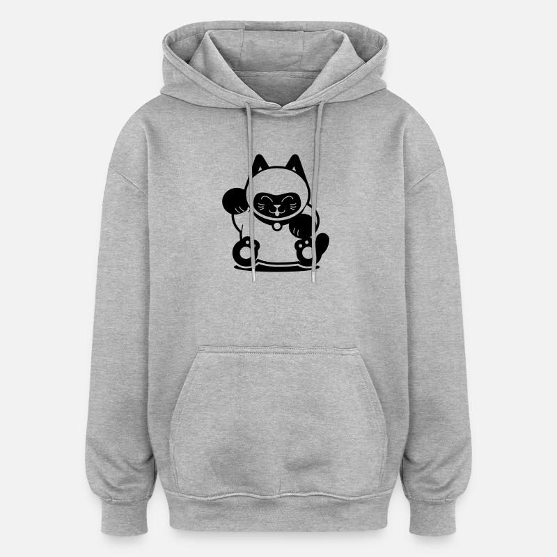 Chat de Siam - Sweat à capuche oversize unisexe - gris chiné